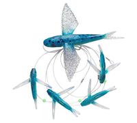 OCEAN CAT 5 Pcs Flying Fish Daisy Chain Trolling Lure Set Seawater Soft Lure Baits with Rigged Hook for Marlin Tuna Mahi Dolphin Durado Wahoo Big Game Saltwater Fishing Tackle (Blue&Spot)