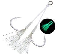 OCEAN CAT Butterfly Glow Assist Fishing Hooks Jigging Jigs Slow Fast Fall Hooks Stainless Steel Circle Hooks Size 2/0 3/0 4/0 5/0 6/0 (White, 6/0 (5Packs))