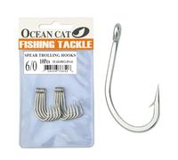 OCEAN CAT Classic Stainless Steel Fishing Hook Short Long Shank Barbed Offset Point Octopus Hooks Circle Trolling Hooks Fishing Tackle for Saltwater and Freshwater (Short Shank, 6/0)