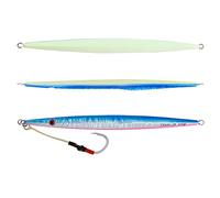 OCEAN CAT Flat Fall Jig Fishing Luers Metal Sinking Vertical Lead Jigging Sea Baits Flat Hooks 5 Colors 160G/200G/250G/300G (Blue&Silver, 7 oz(200g))