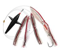 OCEAN CAT Saltwater Trolling Fishing Lures Daisy Chain Squid Octopus for Fishing with Rigged Hook 8/0 for Mahi, Tuna, Wahoo and Big Game Fish (Silver)