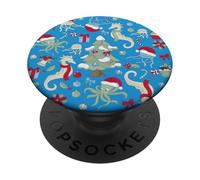 ocean christmas seahorse santa octopus jellyfish ugly xmas PopSockets Adhesive PopGrip