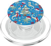 ocean christmas seahorse santa octopus jellyfish ugly xmas PopSockets PopGrip for MagSafe