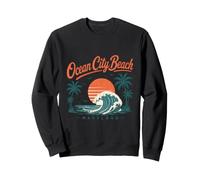 Ocean City Beach Maryland Vintage Sunset Wave Sweatshirt