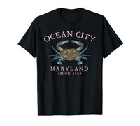 Ocean City Maryland Blue Crab Since 1524 Arched Pink Letters Value Graphic T-Shirt