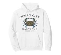 Ocean City Maryland Blue Crab Since 1524 Retro Arched Slate Pullover Hoodie