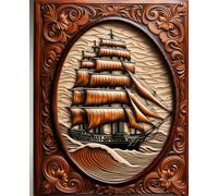 OCEAN CLIPPER SAIL SHIP * COMPOSITION NOTEBOOK Journal Diary -Vintage Tooled Leather Wood Art Print-Marine Maritime Navy Sea Boating Sailing Rowing ... HOMESCHOOL SUPPLY-PARTY FAVOR-BIRTHDAY GIFT