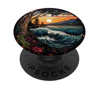 Ocean Coast Waves Round Artwork PopSockets Adhesive PopGrip