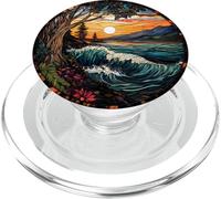 Ocean Coast Waves Round Artwork PopSockets PopGrip for MagSafe