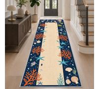 Ocean Coastal Runner Rugs for Hallway 65x300, Marine Life Hall Runner | Coral Starfish Seashell Carpet Runners for Living Room Entryway Bedroom, Low Pile Non-Slip Washable Kitchen Runner Rugs, mF52