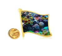 Ocean Colorful Science Nature Picture Golden Metal Flag Lapel Pin Badge