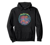 Ocean Coral Reef Colorful Marine Life Illustration Pullover Hoodie
