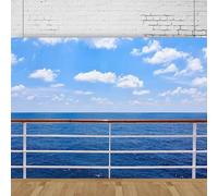 Ocean Cruise Photography Backdrop Blue Sky Summer Sea Cruise Ship Railing l Background Travel Portrait Shooting Poster 200x140CM