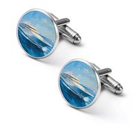 Ocean Cruise Ship Mens Classic Cufflinks Custom Shirt Cuff Links Jewelry Accessories for Business Wedding 0.7" 0.8"