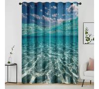 Ocean Curtains, Turquoise Sea Pattern Blackout Curtains, Underwater Eyelet Thermal Insulated Window Drapes 54 Inch Drop for Bedroom, Living Room, Home Decor, 46x54 Inch 2 Panels hrBZ105
