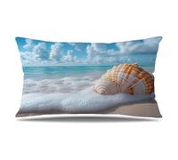 Ocean Cushion Covers 35cm x 50cm Set of 1, Velvet Rectangle Decorative Pillows Shell Double Sided Printing Sofa Cushions with Invisible Zipper, Couch Bedroom Car Autumn Decor Gifts for Women Q9-183