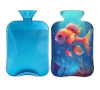 Ocean Cute Goldfish Hot Water Bottle with Cover, 2L Hot Water Bag for Pain Relief, Neck and Shoulder, Hand Feet Warmer