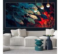 Ocean Diamond Painting Kits for Adults 80x40cm Diamond Art Fish Painting by Numbers for Children with Full Square Drill Accessories, DIY Crystal Arts and Crafts Cross Stitch Pictures for Gifts y-w644