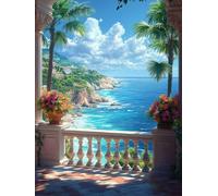 Ocean Diamond Painting Kits for Adults, Pattern Landscape Diamond Art 5D DIY Full Square Drill Gem Crystal Art Kits Crafts for Adults, Room Decor, Bedroom Decor, Gifts for Women 32x44 Inch -yym2507J6