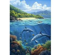 Ocean Diamond Painting World Diamond Art Kits Adults Beginner, 5D DIY Round Full Drill Crystal Art kits, Mosaic Crafts for Adults, Crystal Rhinestone Embroidery for Home Wall Decor 32x40 inch,Model638
