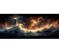 Ocean Diamond Pinting Lighthouse Diamond Art Kits Adults, Crystal Gem Art 5D DIY Round Full Drill Crystal Rhinestone Embroidery Cross Stitch Hobbies for Adults Women, Home Decor 100*300CM -hjw2604Q6