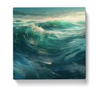 Ocean Digital Art No.2 Canvas Print | Gallery Wrapped 30mm Frame Wall Art | 20x20 inches | Ready to Hang | Modern Seascape Picture | Living Room Bedroom Lounge Office