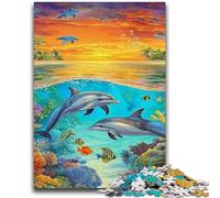 Ocean Dolphin 1000 Piece Jigsaw Puzzles for Adults,Stress Reliever Difficult Challenge Deal As Gifts for The Whole Family (50x75cm)