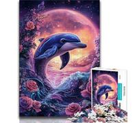 Ocean Dolphin Adult Jigsaws 1000 Pieces Difficult,Family Game Stress Reliever Difficult Challenge Secret Santa Gifts (50x75cm)
