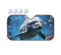 Ocean Dolphin Looking at You Car Windshield Sun Shade Foldable Car Sun Shade Front Windshield Sunshade Windshield Cover Reflective Sun Visor Keep Your Vehicle Cool for Most Sedans SUV Truck