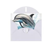 Ocean Dolphin Looking at You Greeting Card With Envelope, Birthday Card, Christmas Card, Invitation Card, 3 Colors