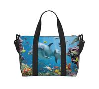 Ocean Dolphin Looking at You Handheld Crossbody Travel Bag Single Shoulder Handbag Sports and Fitness Bag Travel Luggage Bag