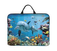 Ocean Dolphin Looking at You Print 14in Laptop Case Sleeve Bag, Portable Handle for Business Trip, Commuting, Fits Notebook & Tablet