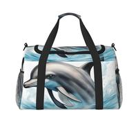 Ocean Dolphin Looking at You print Carry on Luggage for Women Men Shoulder Weekender Crossbody Bag for Yoga Travel Must Haves, Black, One Size