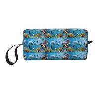 Ocean Dolphin Looking at You Print Foam Padded Cosmetic Case Simple Organizer Pouch Lightweight Travel Bag for Space Saving