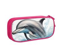 Ocean Dolphin Looking at You Print Pencil Case, Large Capacity Pen Case Bag Pouch Holder Stationery Desk Organizer with Zipper for School & Office Supplies