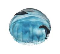 Ocean Dolphin Looking At You Print Shower Cap For Women,Reusable Bath Cap,Breathable Shower Caps,Bathing Shower Caps With Adjustable