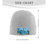 Ocean Dolphin Looking at You Printing Knitted Hat for Autumn Winter Trendy Knit Cap for Women Men for Travel Fishing Hat Gift Gray