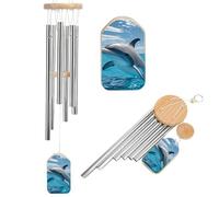 Ocean Dolphin Looking at You Wind Chimes Hanging Metal Wind Chime Outdoors Aluminium Memorial Windchimes Deep Tone Garden Patio Balcony Decoration Sympathy Gift for Mom Women Wife