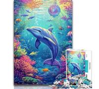 Ocean Dolphin Puzzles for Teenagers Teens 1000pc Puzzle,Educational Games Home Decoration Deal As Gifts for The Whole Family (50x75cm)
