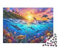 Ocean Dolphin Turtle Jigsaw Puzzle, 1000 Pcs Indoor Adult Game