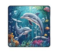 Ocean Dolphins Tropical Fish Coral Large Picnic Mat Beach Blanket Waterproof Foldable Bag for Camping Outdoor