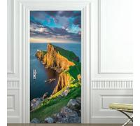 Ocean Door Stickers for Interior Doors Seaside Landscape 3D Door Sticker Murals Decals Wallpaper Self Adhesive Waterproof Poster for Bedroom Living Bathroom 80x200 cm d-1362