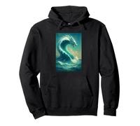 Ocean Dragon Wave Crest Dynamic Fantasy Artwork Piece Pullover Hoodie