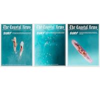 Ocean Dream Surfing Posters -Deep Sea Surf Set of 3 Abstract Wave Canvas Prints Wall Art Soothing Blue Hues for Spa Bathroom Nursery & Meditation Room Decor 3Pcs11x14in Unframed