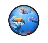Ocean Drum Hand Percussion Wood Musical Instrument,Wave Bead Sea Sound Drum with Fish Pattern colorful (8in)