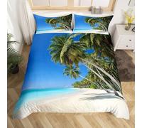 Ocean Duvet Cover Double Beach Bedding Quilt Cover 3 Pcs, 3D Seaside Coast Print Reversible Bedding Set Ultra Soft Brushed Microfiber Bed Set Bedroom Decor, 2 Pillowcases m813