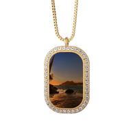 Ocean Eagle Science Nature Picture Necklace Pendant Diamond Crystal Golden Jewelry