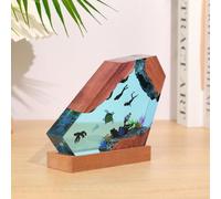 Ocean Epoxy Resin Lamp with LED, Handmade Shark Diver Night Light, Deep Sea Decor for Desk or Bedroom, Unique Birthday Gift for Men, Dads, and Diving Lovers