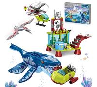 Ocean Explorer Mosasaurus Dinosaur Building Set Toys for Kids Boys Age 6-12 | Compatible with Dinosaur Park World, Mosasaurus, Pterosaur, Boat, Helicopter, Research Station, Dino Birthday Christmas Gift