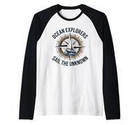 Ocean Explorers Sail The Unknown Captain Sailor Raglan Baseball Tee